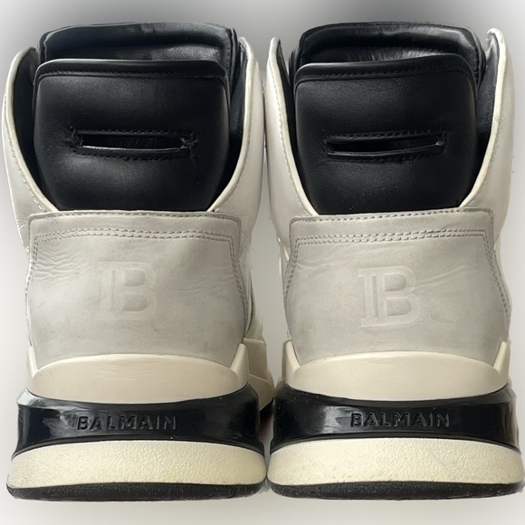 Balmain // High-Top Leather B-Ball Sneakers - Picture 3 of 6